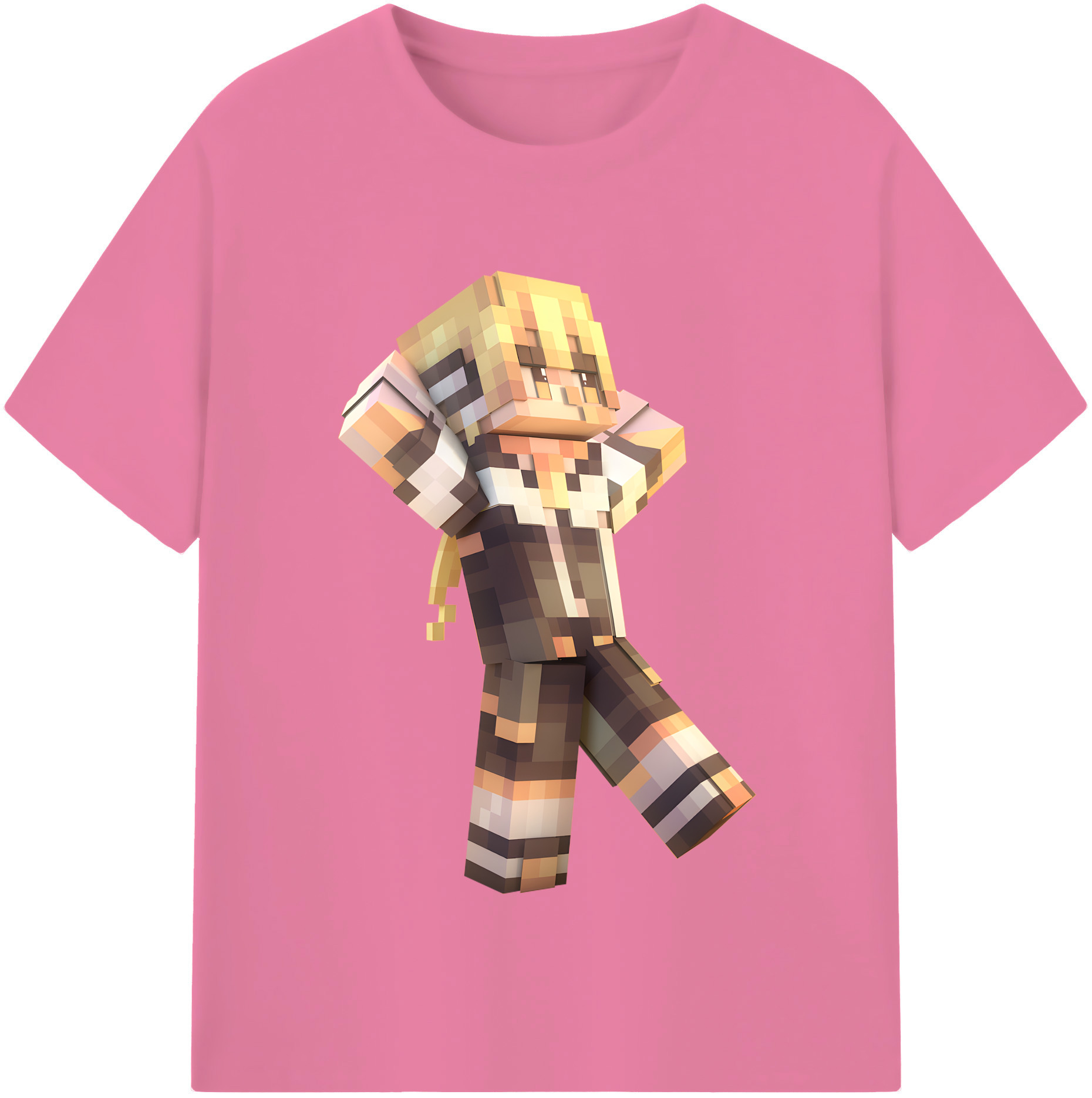 （画像用） マインクラフト ブロックの世界 Minecraft MC Block world 綿100％半袖Tシャツ（フロントプリント）